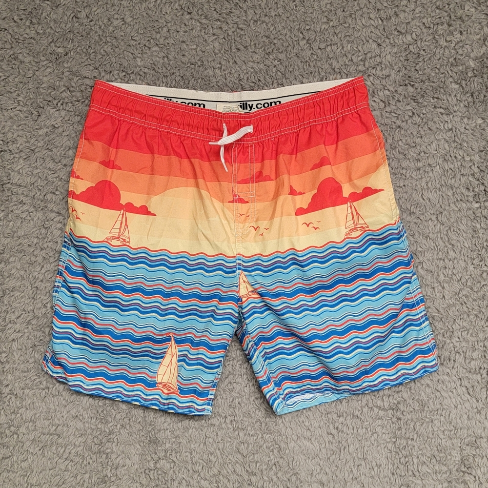 WESANDWILLY MENS MEDIUM ORANGE & BLUE SWIM SUIT